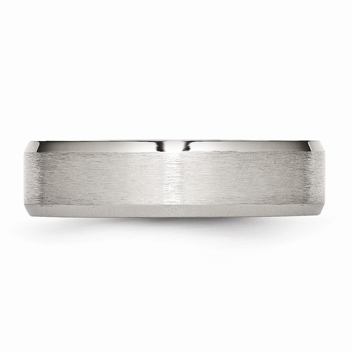 Alternate view of the Titanium Beveled Edge 6mm Brushed Comfort Fit Band by The Black Bow Jewelry Co.