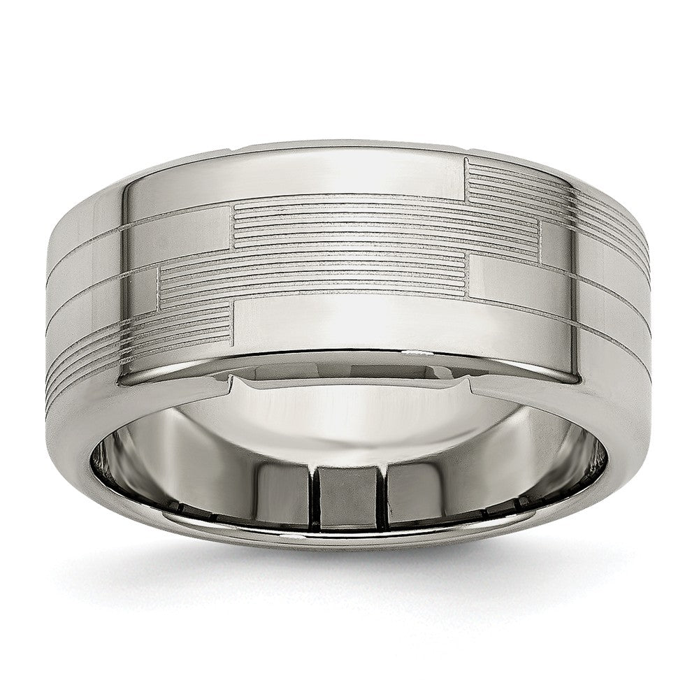 8mm Stainless Steel Textured Comfort Fit Band, Item R9803 by The Black Bow Jewelry Co.