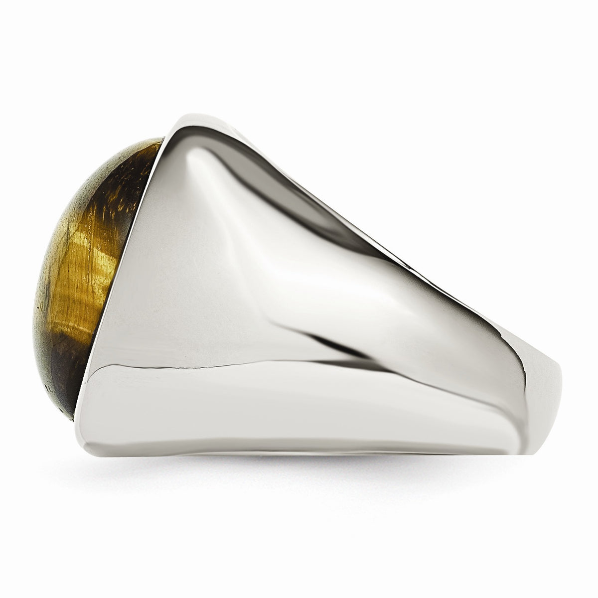 Alternate view of the Men's Large 20mm Stainless Steel Tiger's Eye Tapered Ring by The Black Bow Jewelry Co.