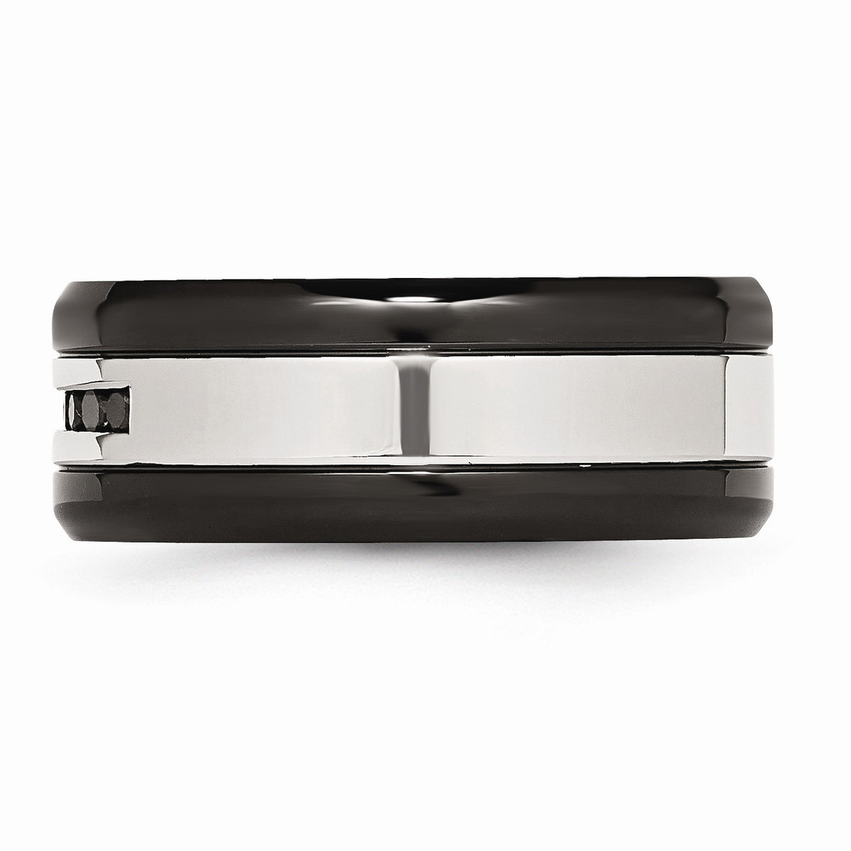 Alternate view of the 9mm TT Stainless Steel & .24 Ctw Black Diamond Comfort Fit Band Sz 8 by The Black Bow Jewelry Co.