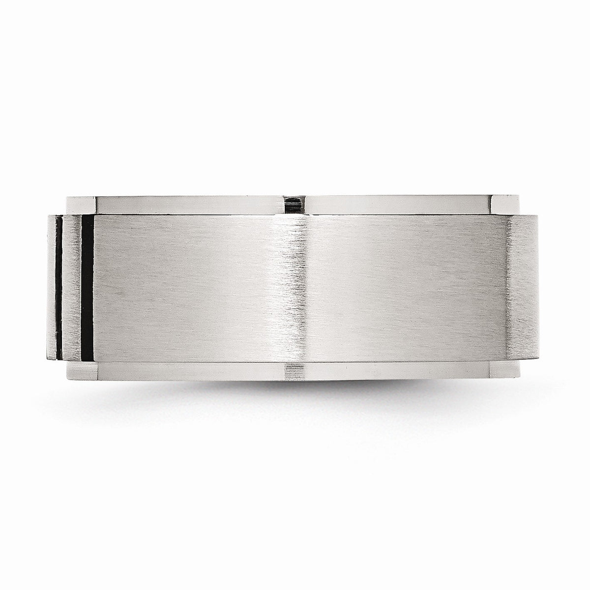 Alternate view of the 9mm Stainless Steel & 1/6 Ctw Black Diamond Ridge Comfort Fit Band by The Black Bow Jewelry Co.