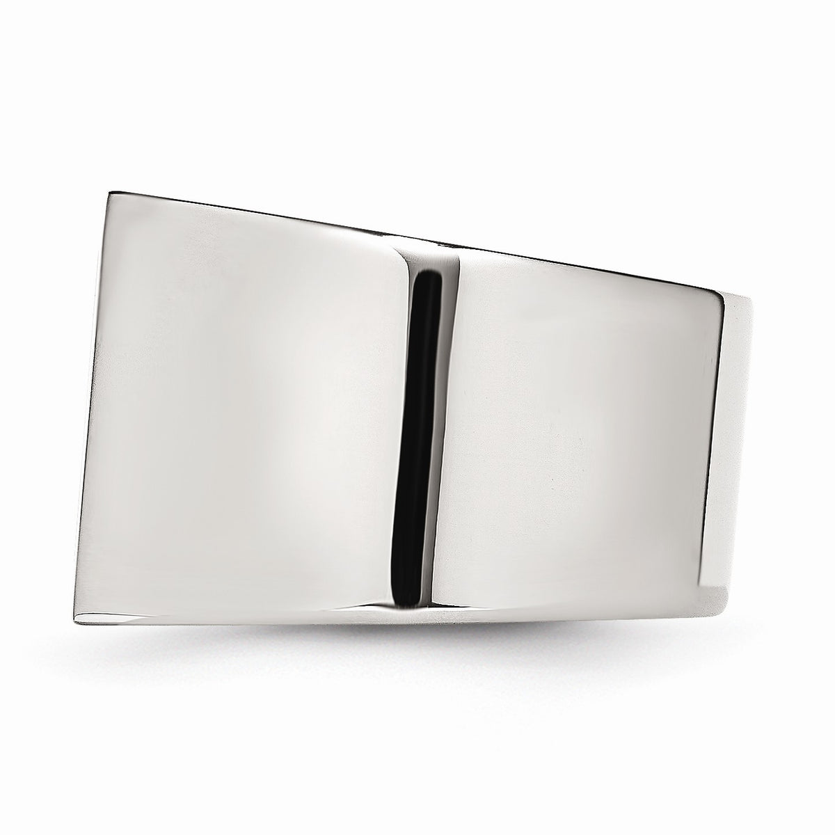 Alternate view of the 15mm Stainless Steel & 1/4 Ctw Two-Tone Diamond Tapered Band Sz 8 by The Black Bow Jewelry Co.