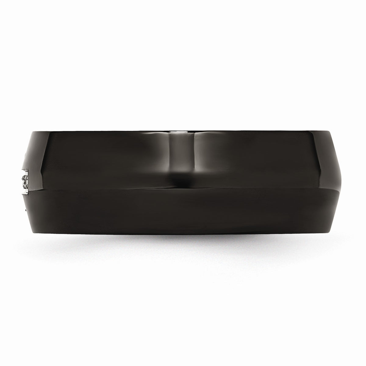 Alternate view of the 8mm Black Plated Stainless Steel .02Ctw Diamond Cross Comfort Fit Band by The Black Bow Jewelry Co.