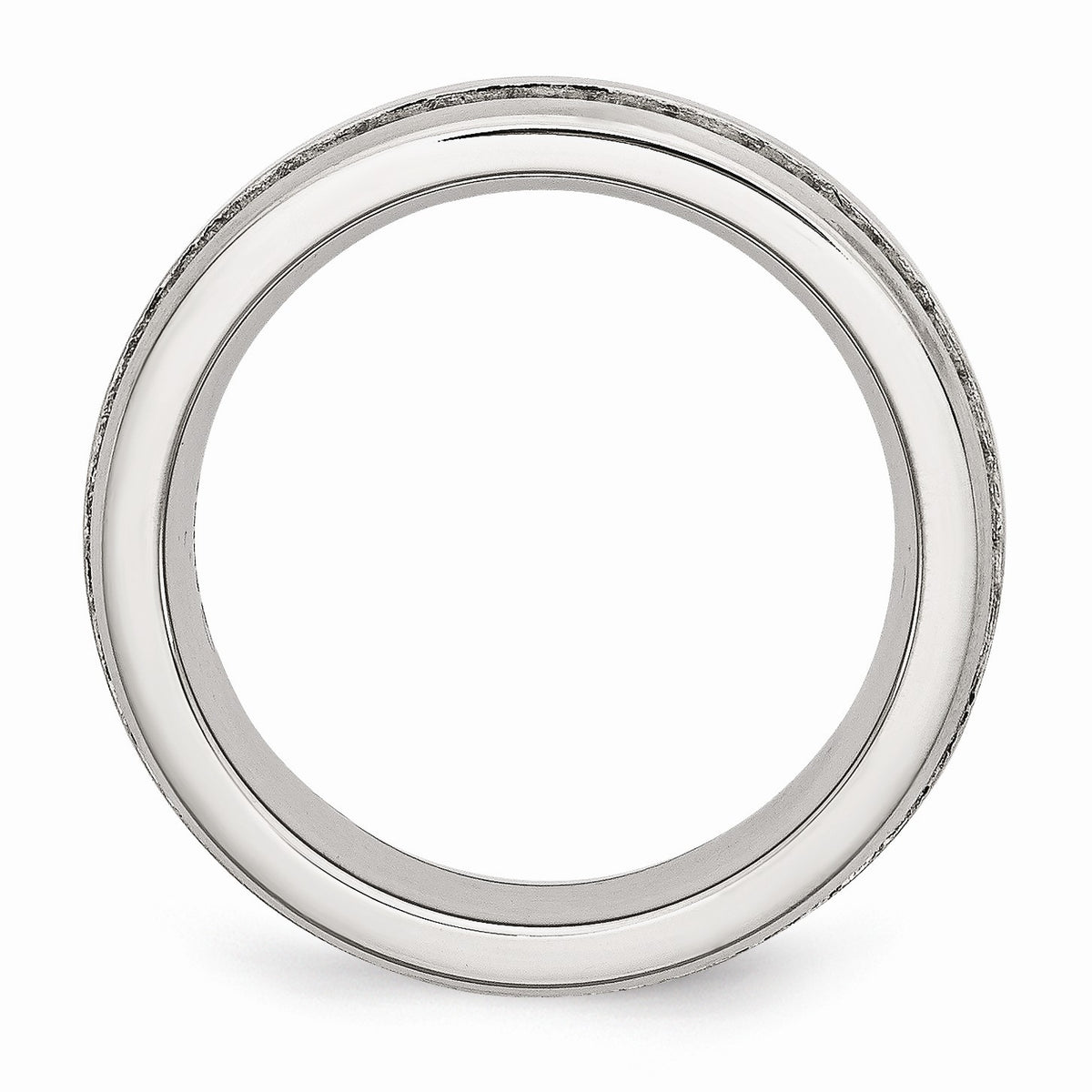 Alternate view of the 7mm Stainless Steel And Cubic Zirconia Double Row Band by The Black Bow Jewelry Co.