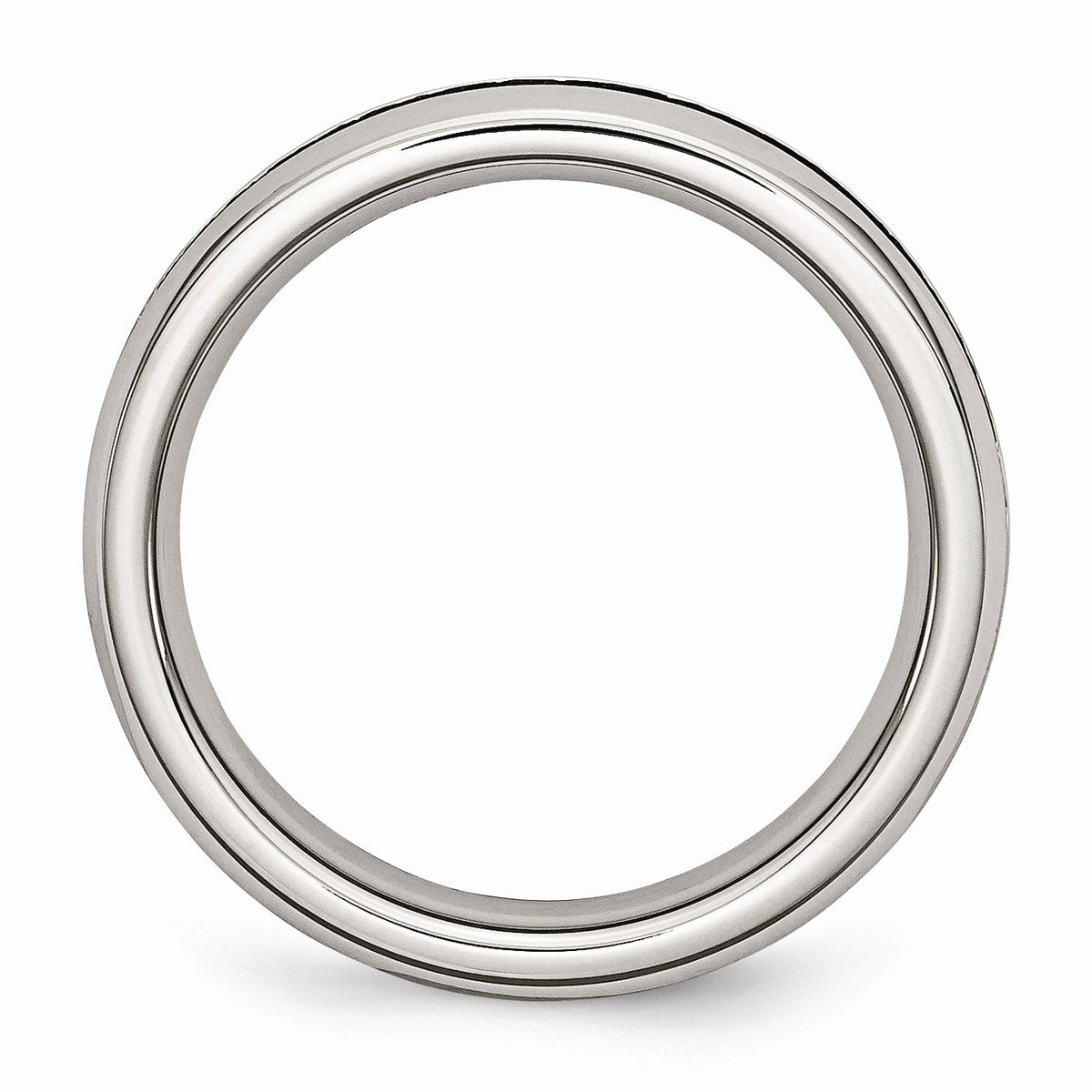 Alternate view of the 4mm Stainless Steel And Black Cubic Zirconia Stackable Band by The Black Bow Jewelry Co.