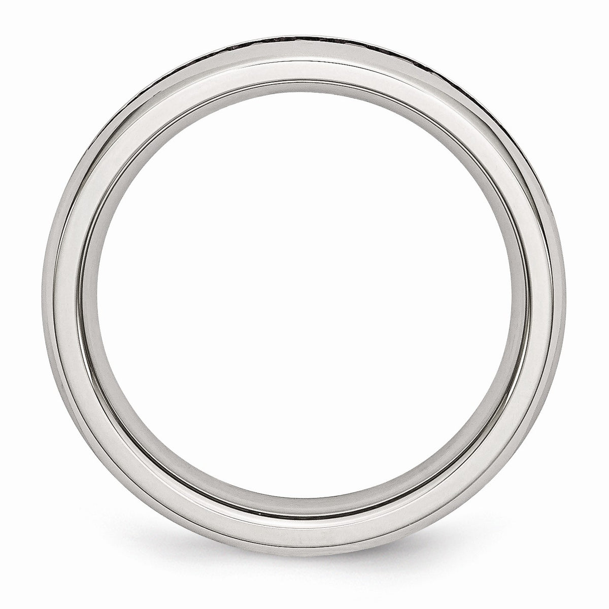 Alternate view of the 4mm Stainless Steel And Dark Pink Cubic Zirconia Stackable Band by The Black Bow Jewelry Co.