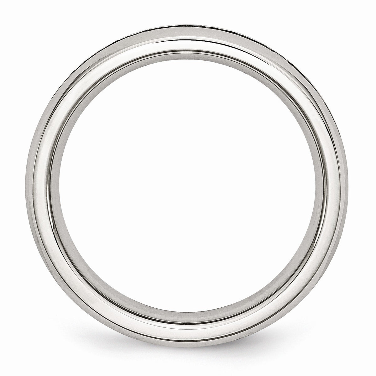 Alternate view of the 4mm Stainless Steel And Light Blue Cubic Zirconia Stackable Band by The Black Bow Jewelry Co.