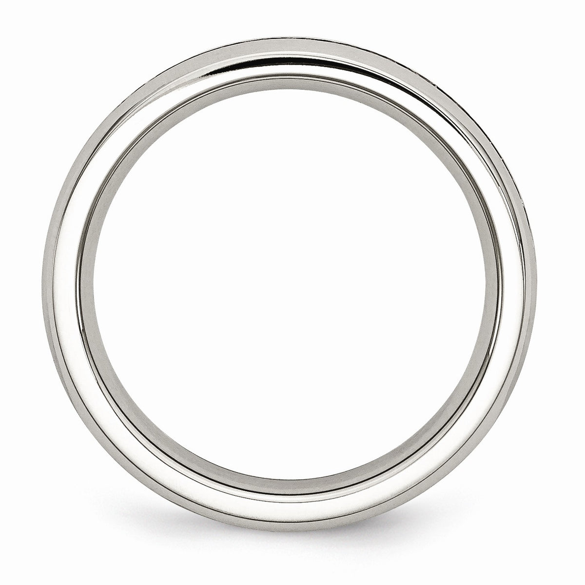 Alternate view of the 4mm Stainless Steel And Light Pink Cubic Zirconia Stackable Band by The Black Bow Jewelry Co.