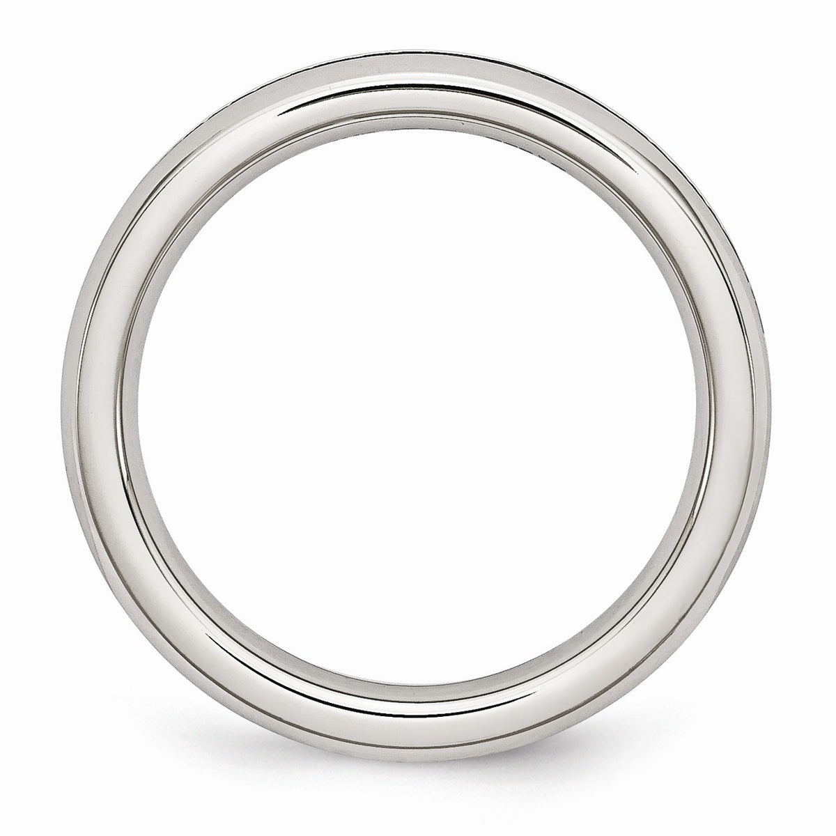 Alternate view of the 4mm Stainless Steel And Blue Cubic Zirconia Stackable Band by The Black Bow Jewelry Co.