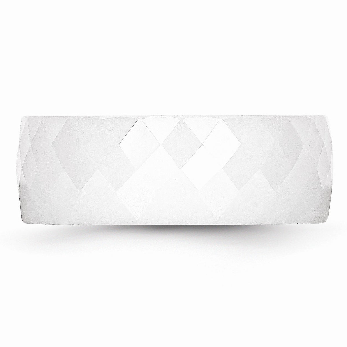 Alternate view of the White Ceramic, 8mm Faceted Comfort Fit Band by The Black Bow Jewelry Co.