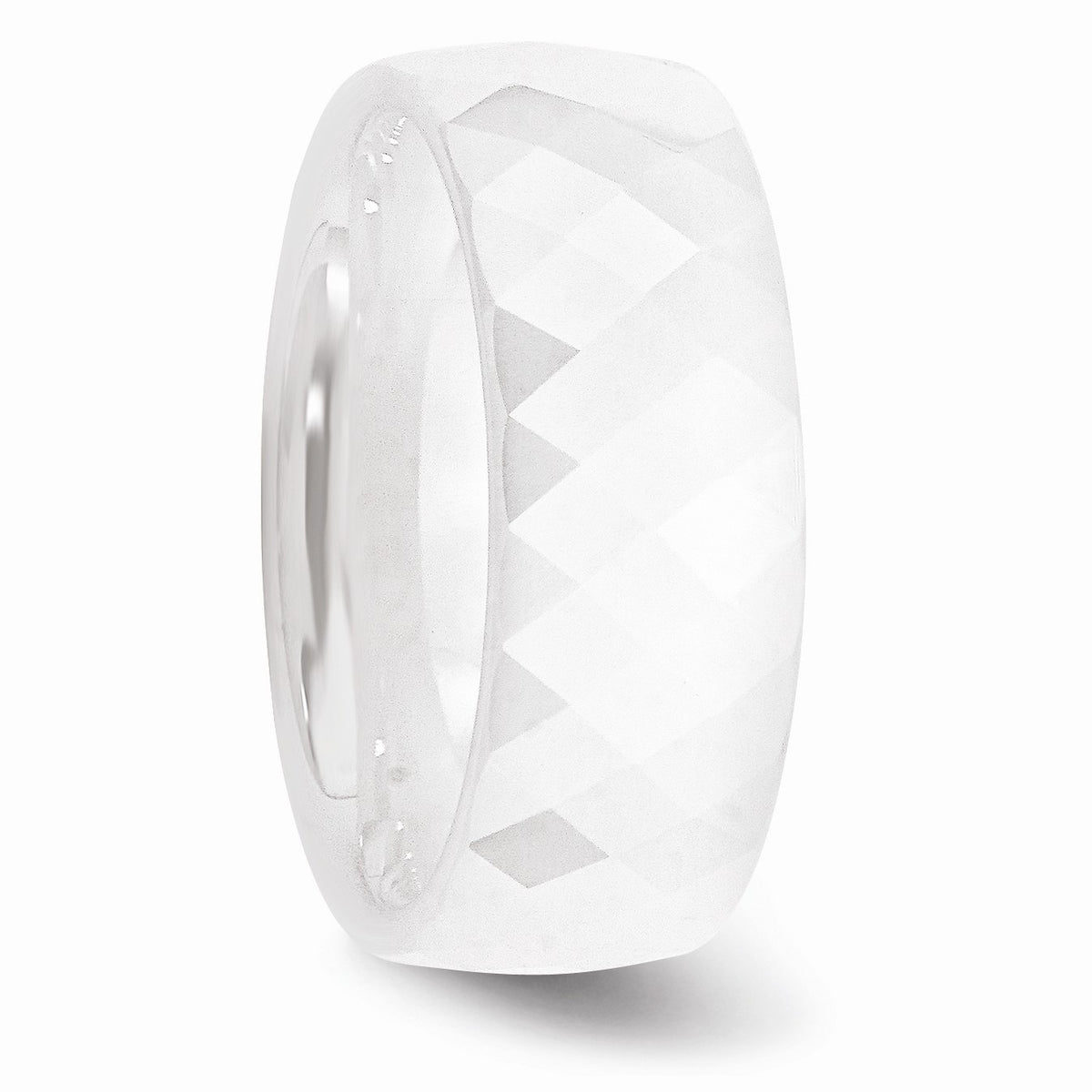 Alternate view of the White Ceramic, 8mm Faceted Comfort Fit Band Size 5 by The Black Bow Jewelry Co.