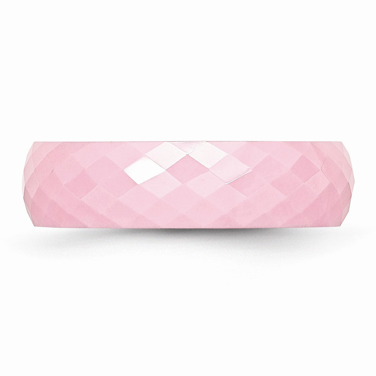 Alternate view of the Pink Ceramic, 6mm Polished Faceted Comfort Fit Band Size 5 by The Black Bow Jewelry Co.