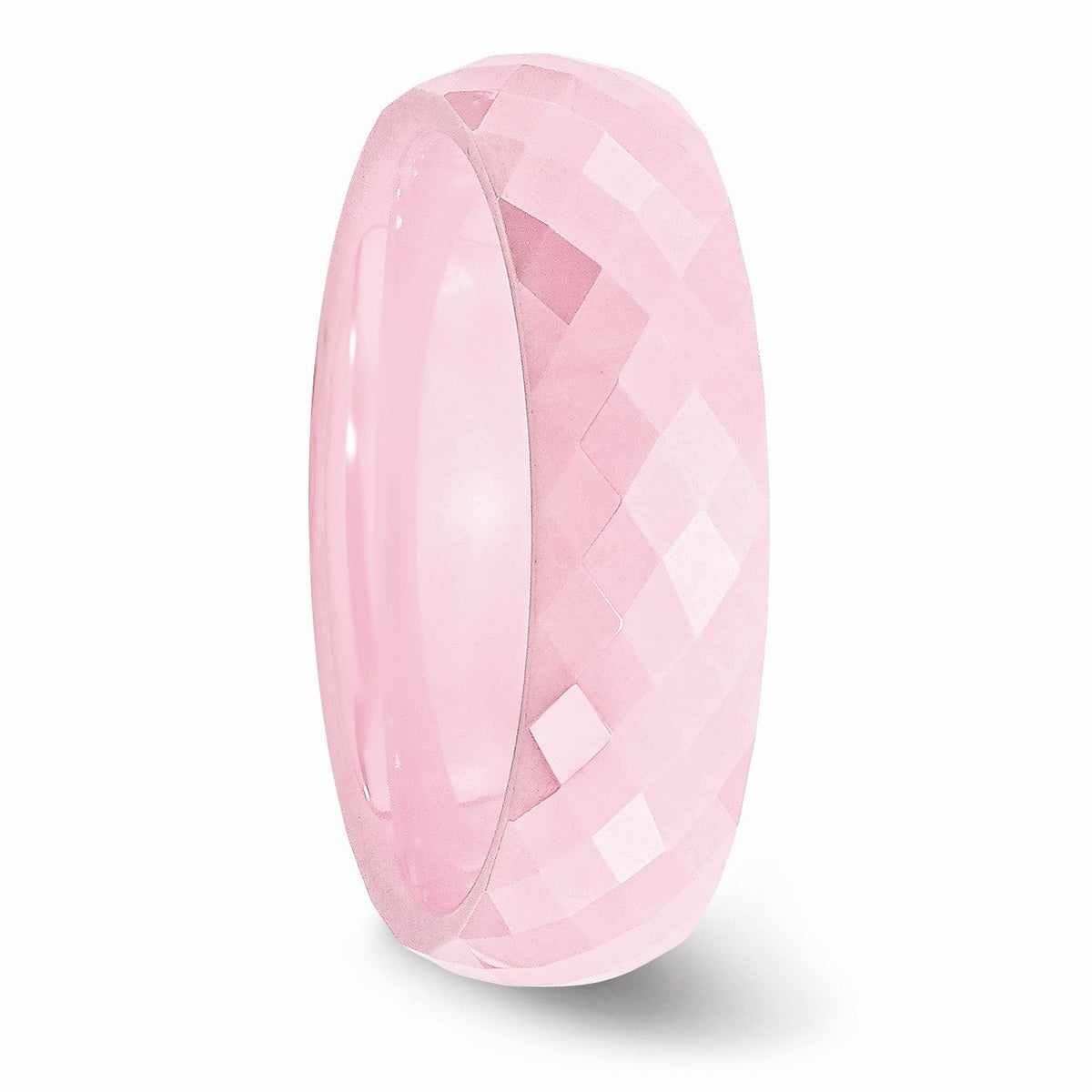 Alternate view of the Pink Ceramic, 6mm Polished Faceted Comfort Fit Band by The Black Bow Jewelry Co.
