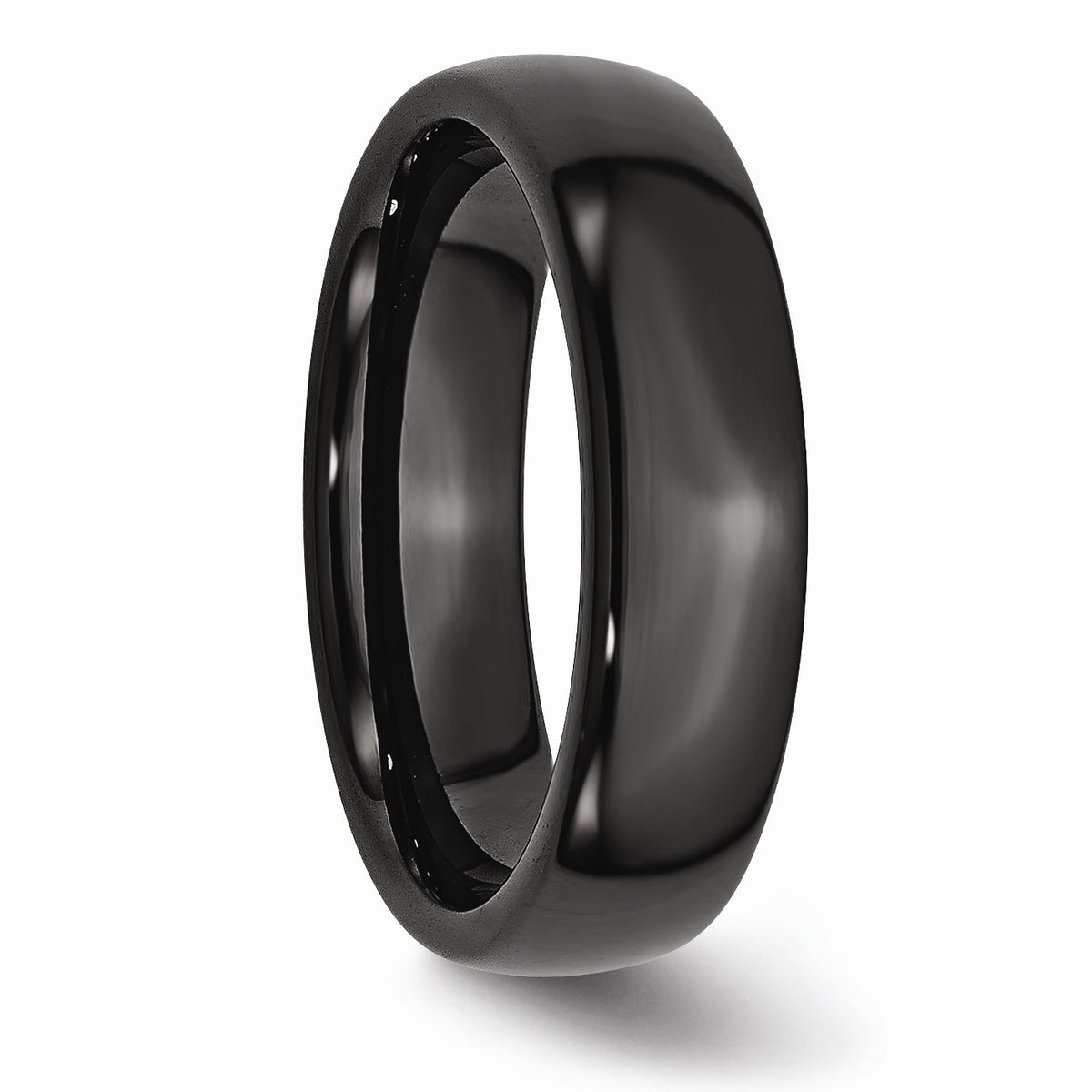 Alternate view of the Black Ceramic, 6mm Polished Domed Comfort Fit Band by The Black Bow Jewelry Co.