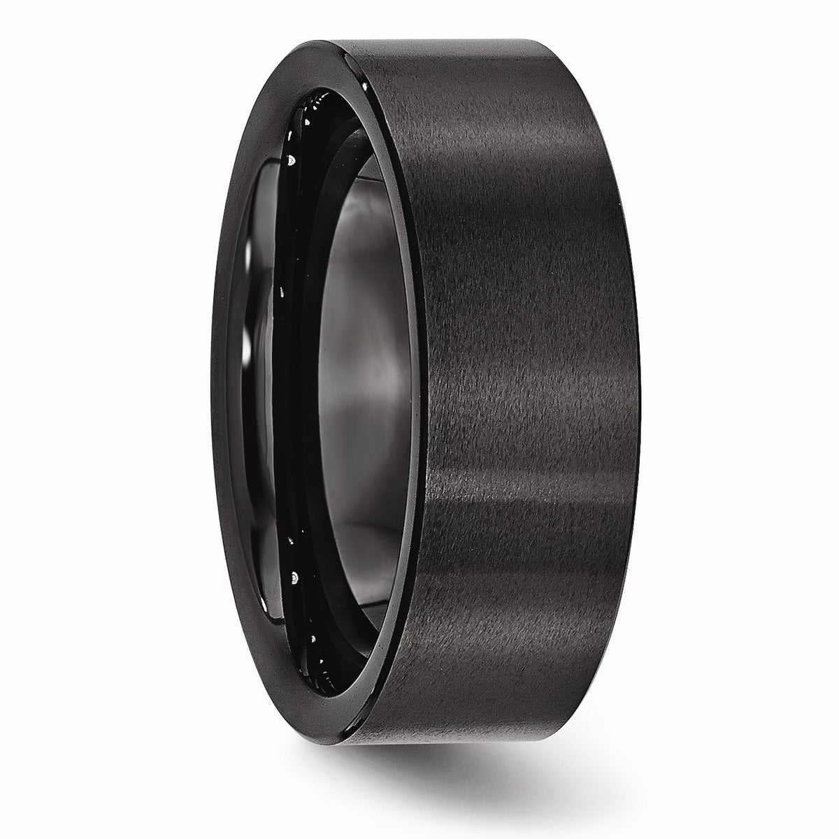 Alternate view of the Black Ceramic, 8mm Flat Brushed Comfort Fit Band by The Black Bow Jewelry Co.