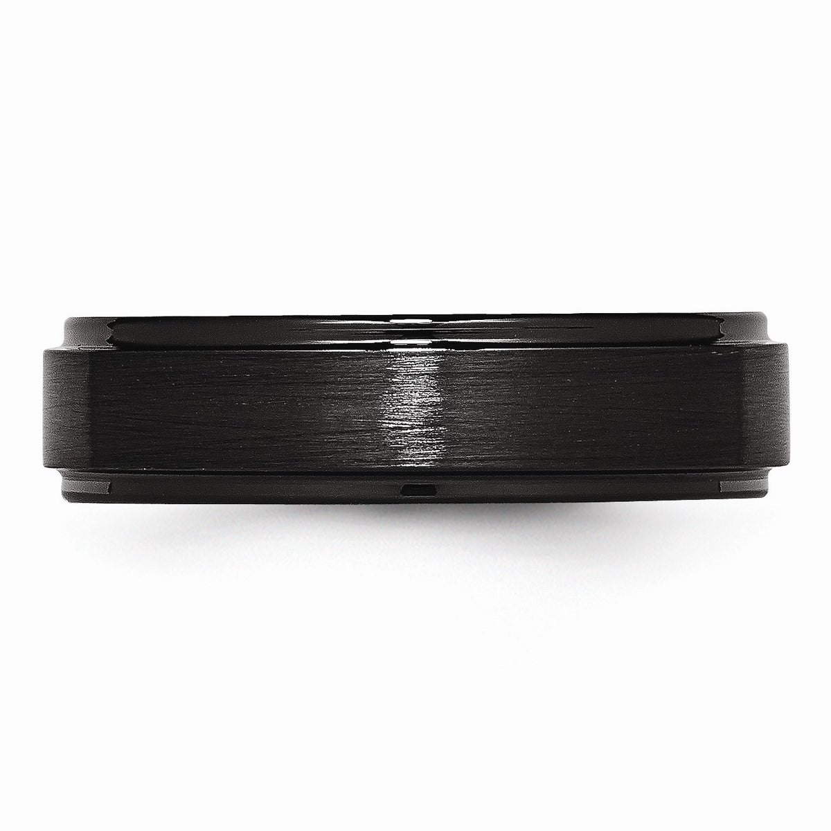 Alternate view of the Black Ceramic, 6mm Ridged Edge Comfort Fit Band Size 6 by The Black Bow Jewelry Co.