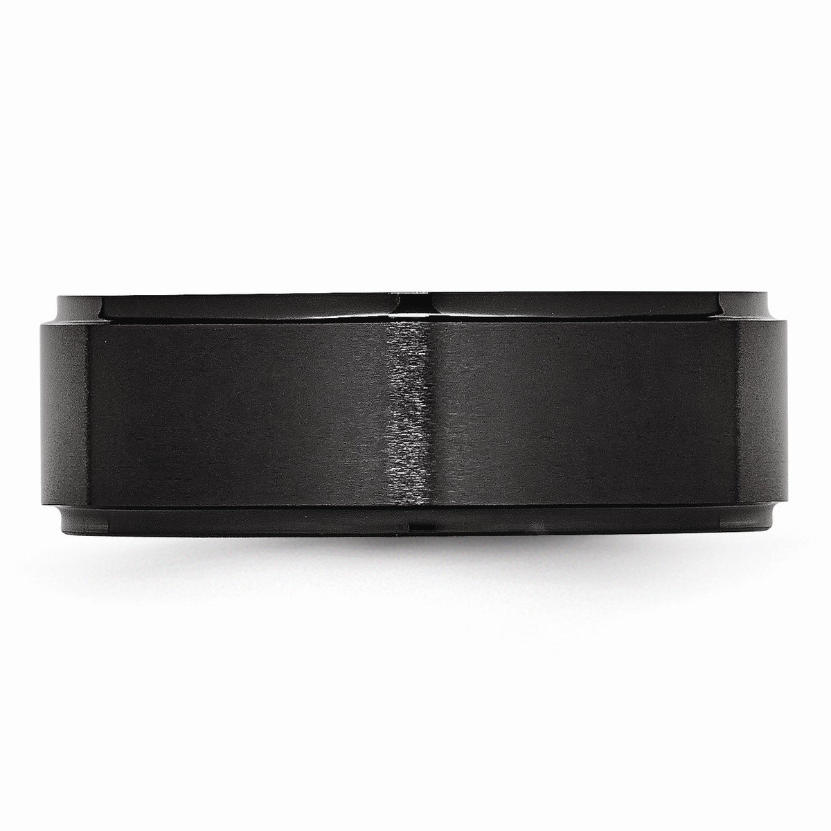 Alternate view of the Black Ceramic, 8mm Ridged Edge Comfort Fit Band Size 7 by The Black Bow Jewelry Co.