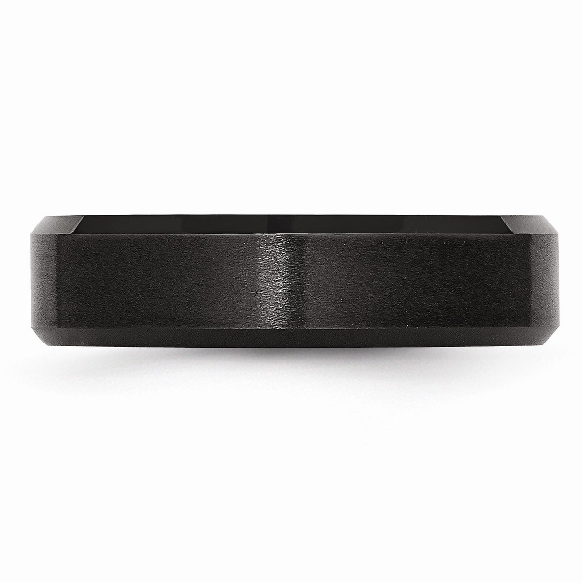Alternate view of the Black Ceramic, 6mm Beveled Edge Comfort Fit Band by The Black Bow Jewelry Co.