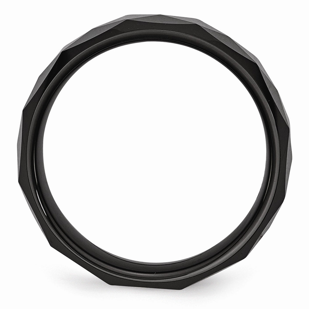 Alternate view of the Black Ceramic, 8mm Faceted Polished Comfort Fit Band by The Black Bow Jewelry Co.