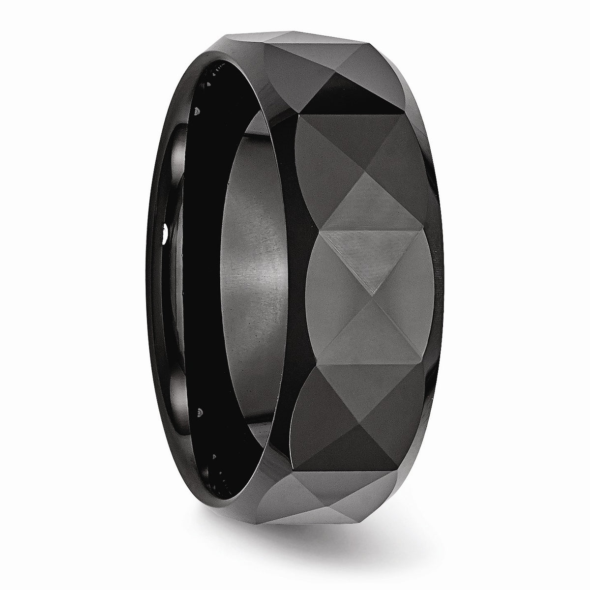 Alternate view of the Black Ceramic, 8mm Faceted Polished Comfort Fit Band Size 6 by The Black Bow Jewelry Co.