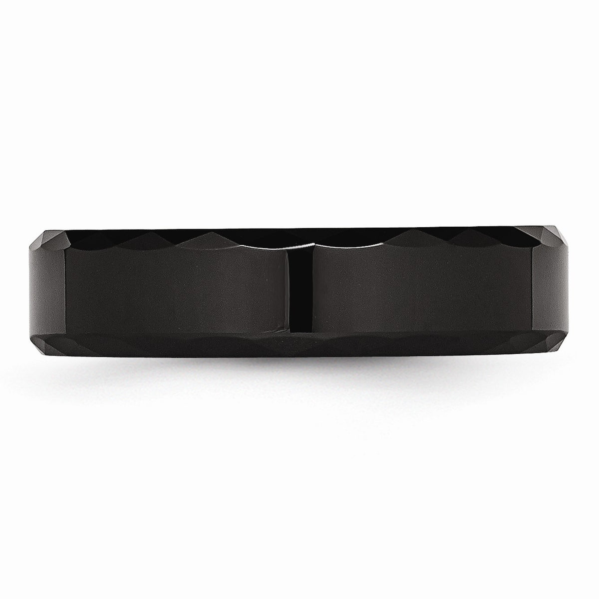 Alternate view of the Black Ceramic, 6mm Faceted Edge Comfort Fit Band Size 6 by The Black Bow Jewelry Co.