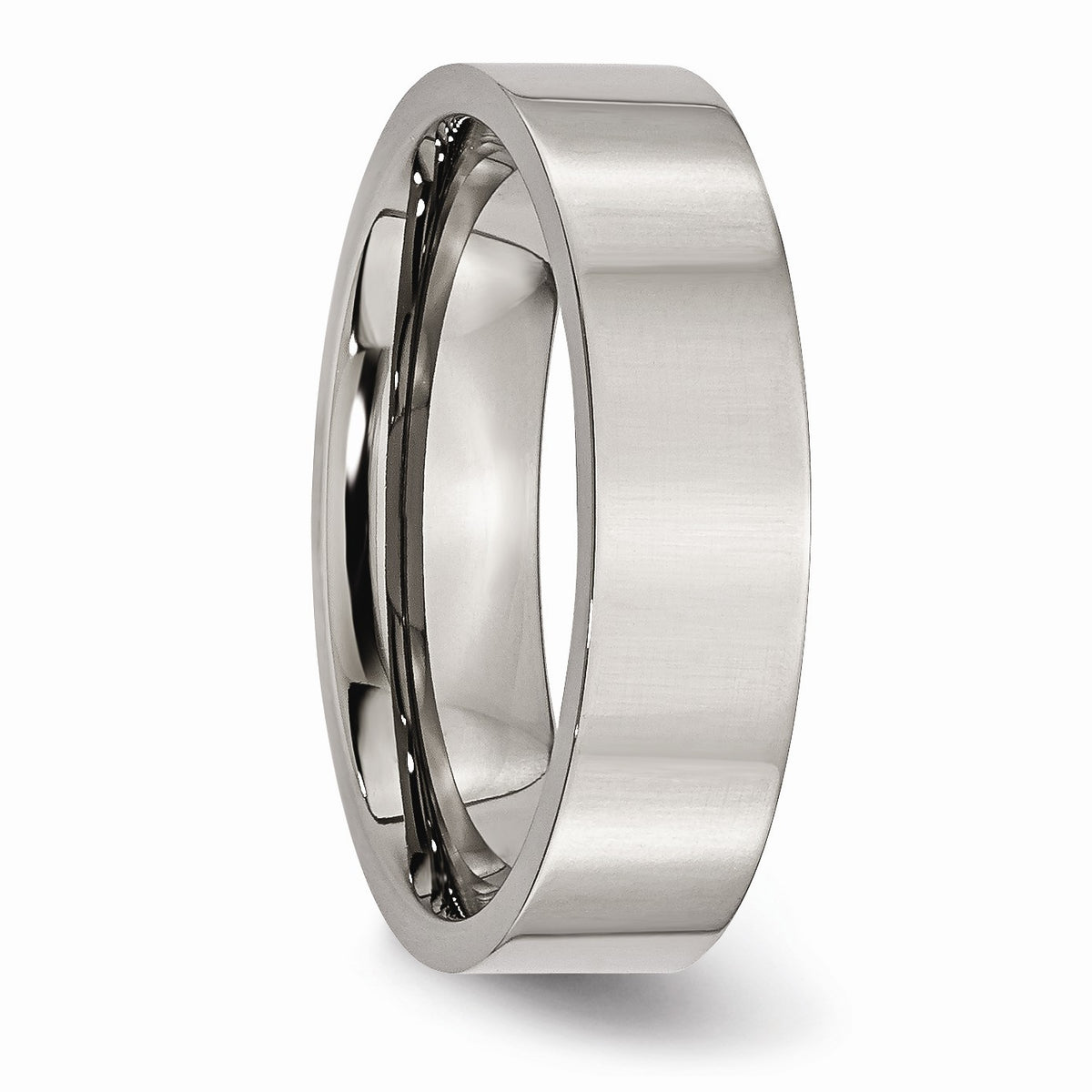 Alternate view of the Titanium 6mm Polished Flat Standard Fit Band Size 5 by The Black Bow Jewelry Co.