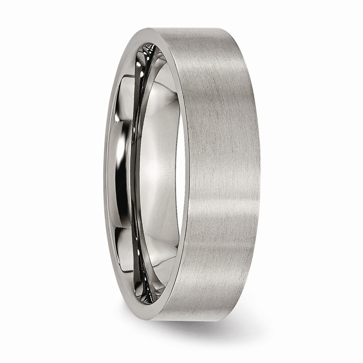 Alternate view of the Titanium 6mm Brushed Flat Comfort Fit Band Size 5 by The Black Bow Jewelry Co.