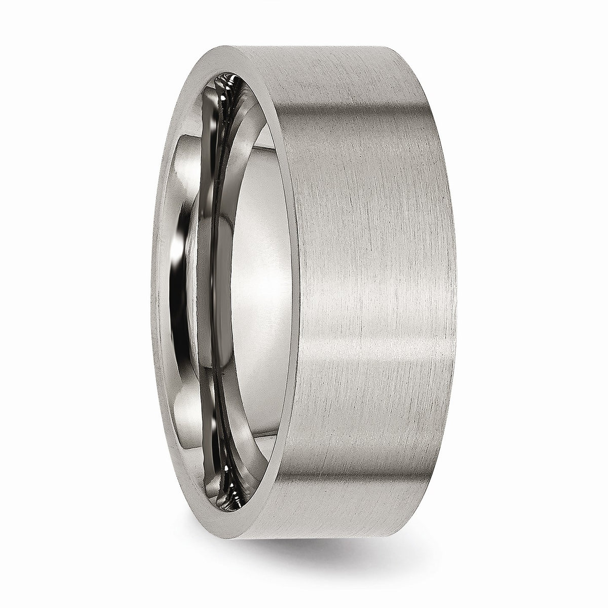 Alternate view of the Titanium 8mm Brushed Flat Comfort Fit Band Size 6 by The Black Bow Jewelry Co.