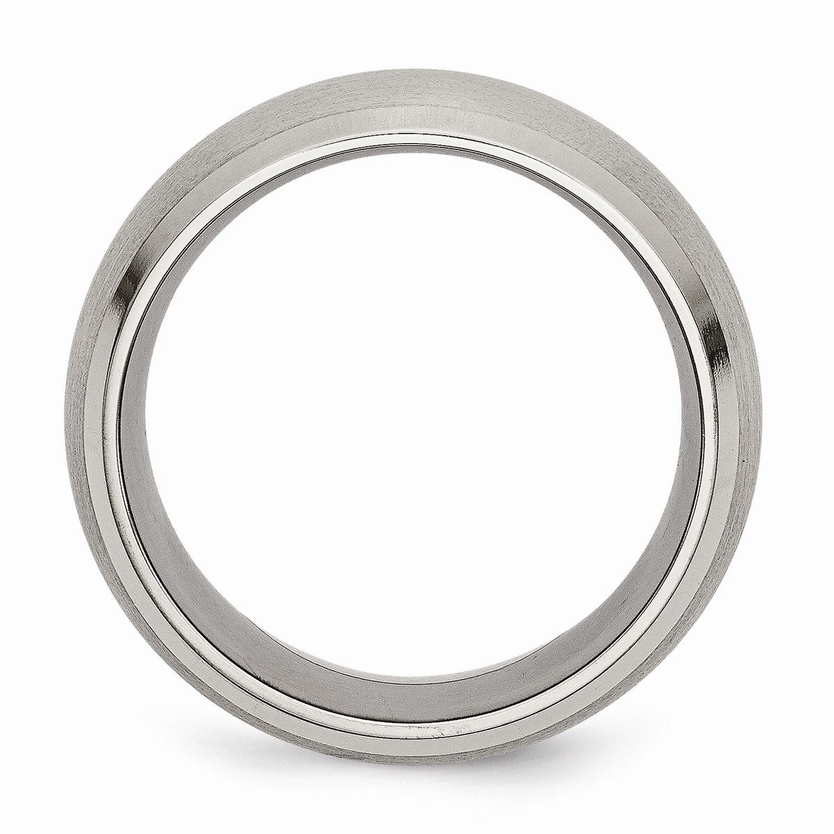 Alternate view of the Titanium Beveled Edge 10mm Satin And Polished Comfort Fit Band by The Black Bow Jewelry Co.
