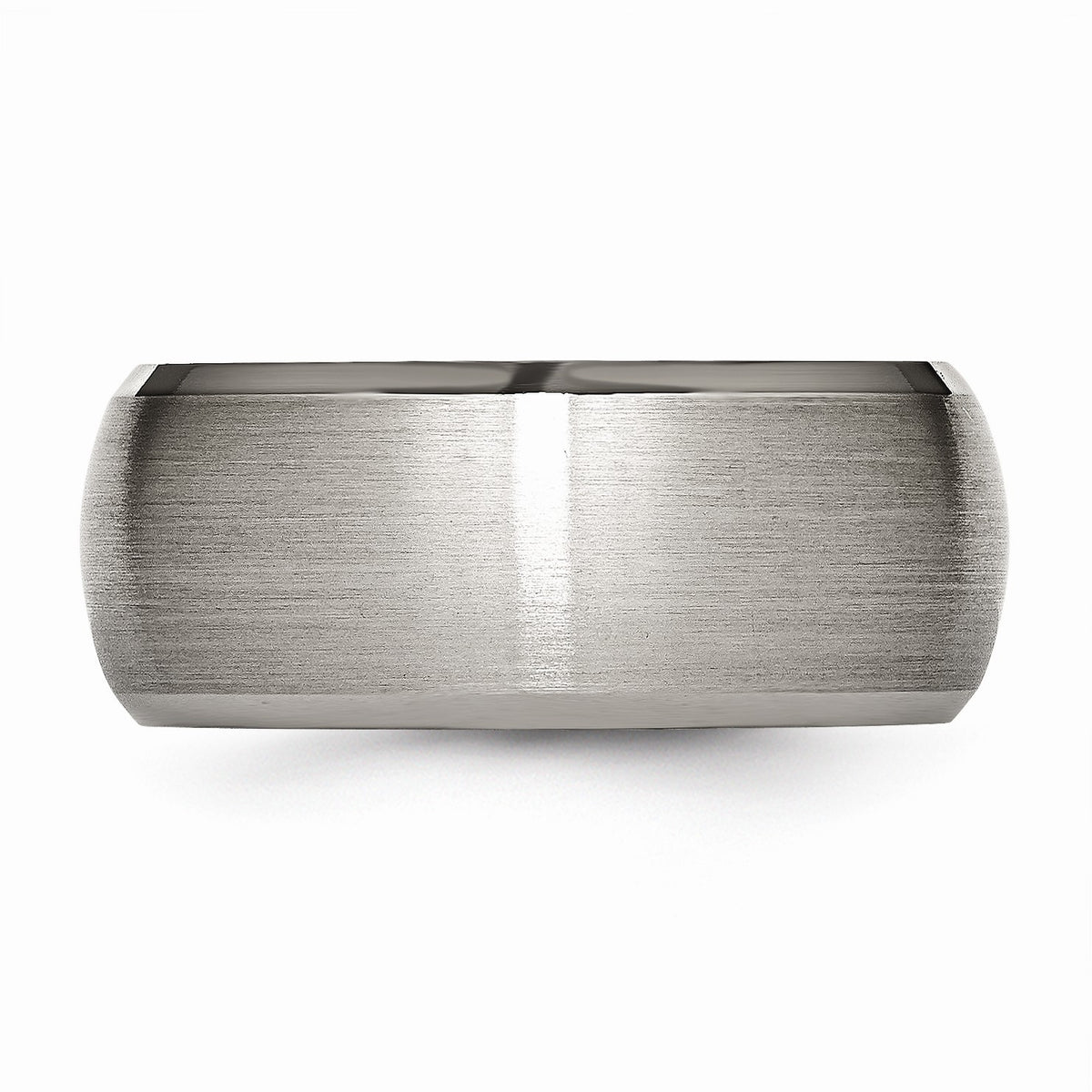 Alternate view of the Titanium Beveled Edge 10mm Satin And Polished Comfort Fit Band Sz 8 by The Black Bow Jewelry Co.