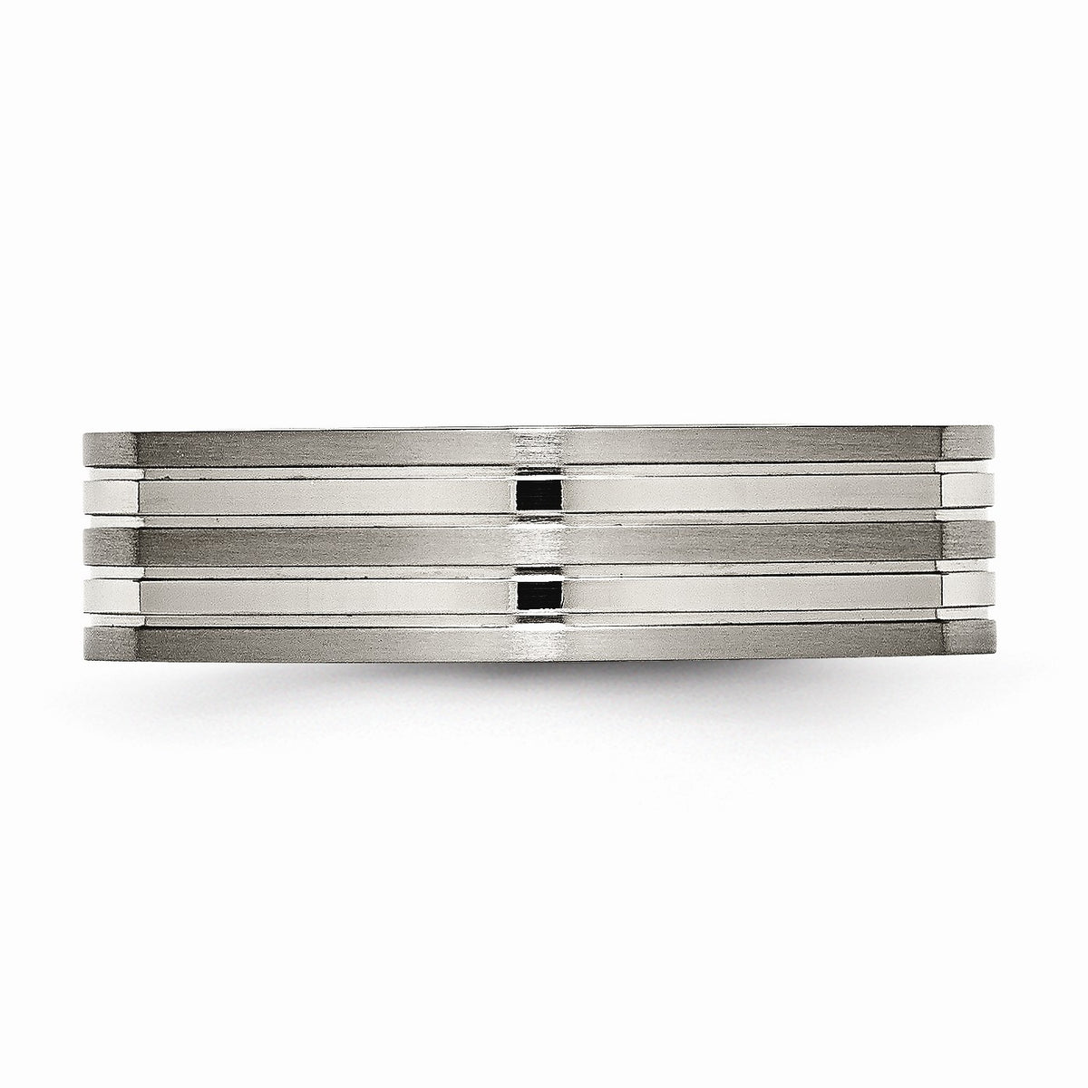 Alternate view of the Titanium 6mm Grooved Multi Finished Comfort Fit Band by The Black Bow Jewelry Co.