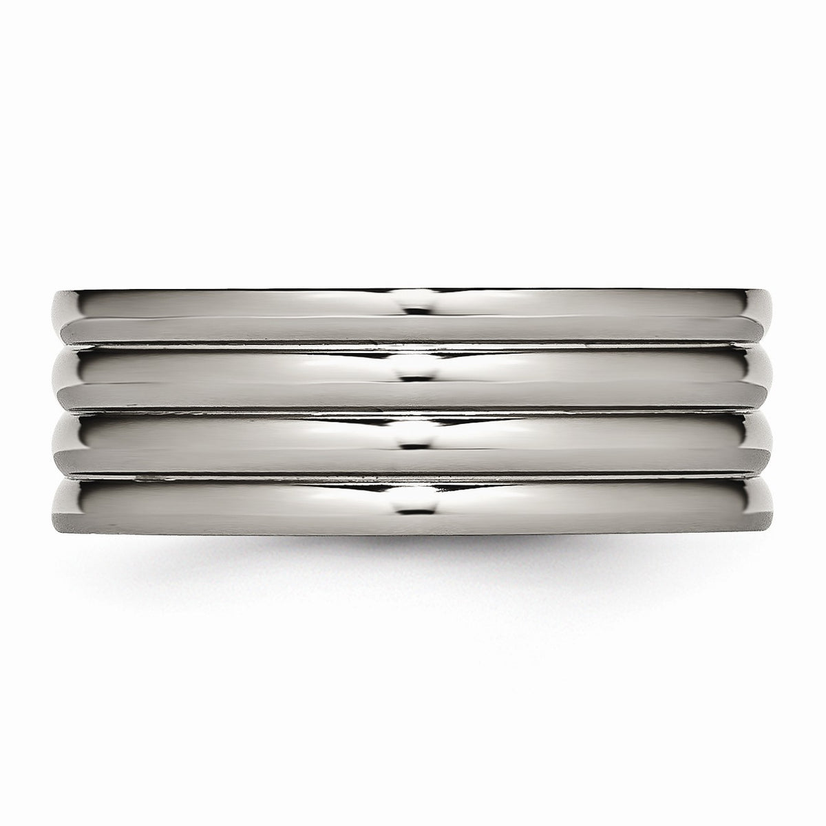 Alternate view of the Titanium 8mm Polished Grooved Comfort Fit Band by The Black Bow Jewelry Co.