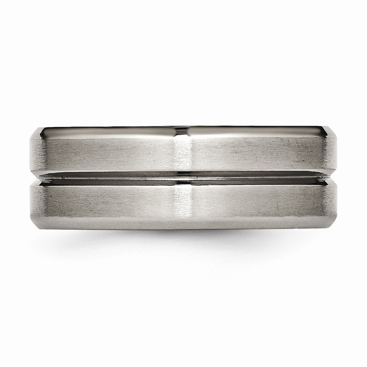 Alternate view of the Titanium 8mm Grooved And Beveled Edge Comfort Fit Band Size 6 by The Black Bow Jewelry Co.