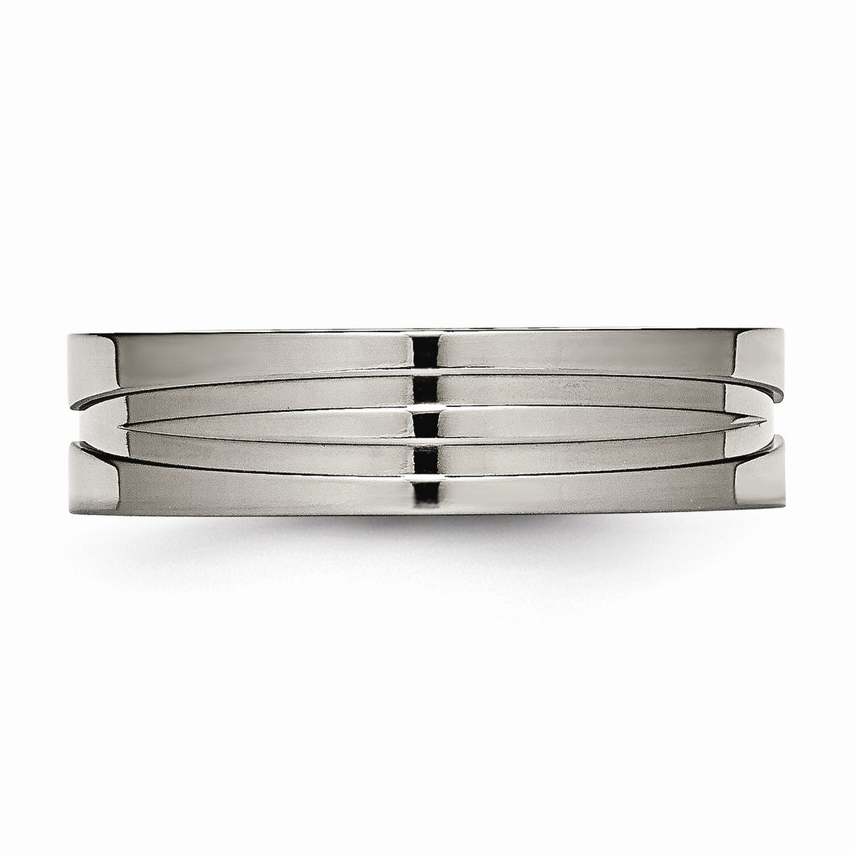 Alternate view of the Titanium 6mm Grooved And Polished Comfort Fit Band by The Black Bow Jewelry Co.