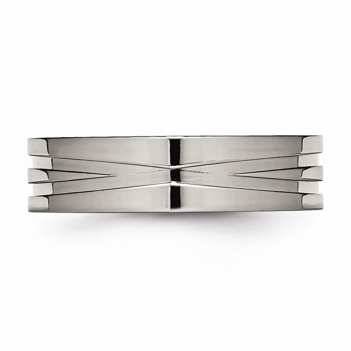 Alternate view of the Titanium 6mm Grooved And Polished Comfort Fit Band by The Black Bow Jewelry Co.