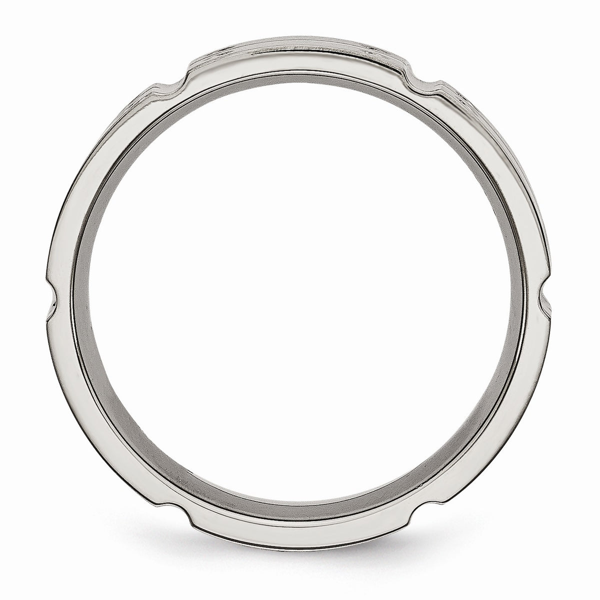 Alternate view of the Titanium 6mm Brushed and Polished Grooved Comfort Fit Band by The Black Bow Jewelry Co.