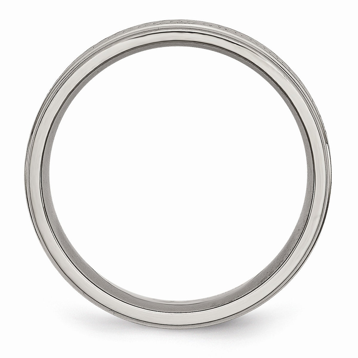 Alternate view of the Titanium 6mm Ridged Edge And Weave Design Comfort Fit Band by The Black Bow Jewelry Co.