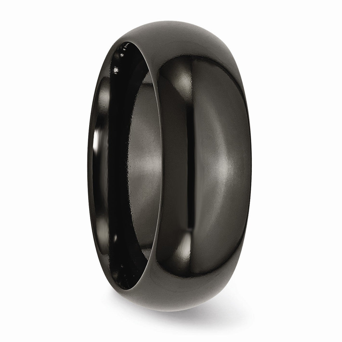 Alternate view of the Black Titanium 8mm Polished Domed Comfort Fit Band by The Black Bow Jewelry Co.