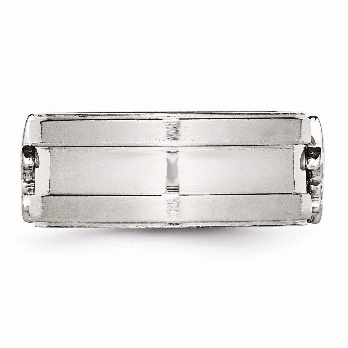 Alternate view of the Stainless Steel Fleur-de-lis 10mm Comfort Fit Band by The Black Bow Jewelry Co.