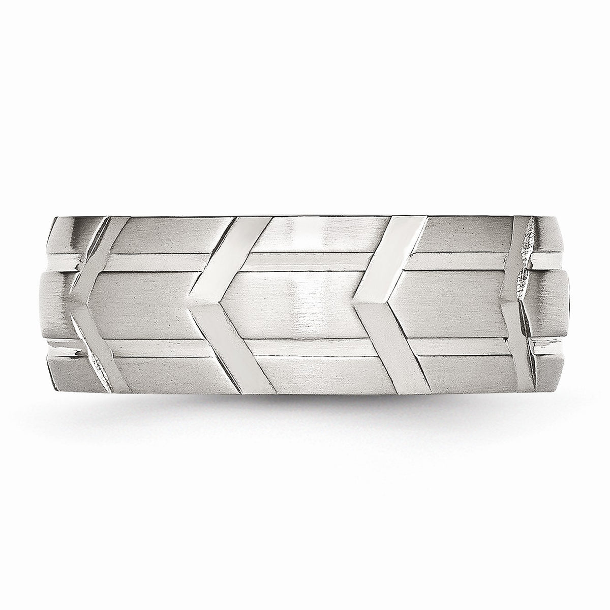 Alternate view of the Stainless Steel Grooved 8mm Dual Finished Comfort Fit Band Size 7 by The Black Bow Jewelry Co.