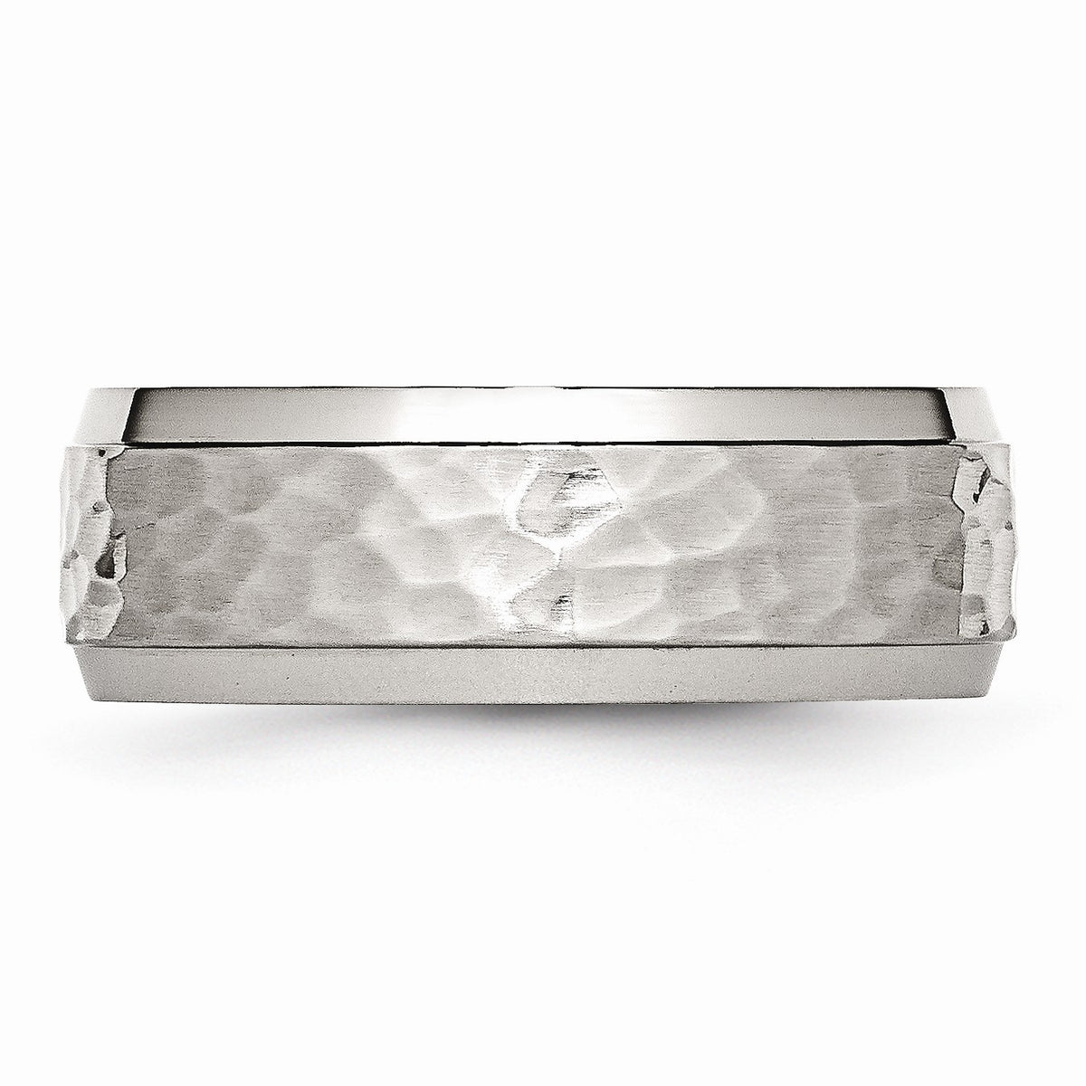 Alternate view of the Stainless Steel 8mm Hammered Comfort Fit Band by The Black Bow Jewelry Co.