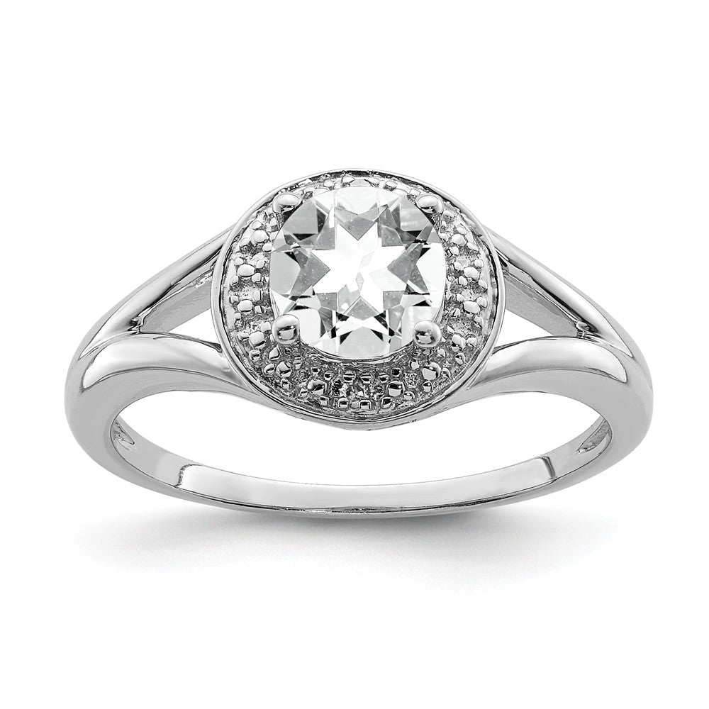 Sterling Silver .01 Ctw Diamond & Round White Topaz Ring, Item R9927 by The Black Bow Jewelry Co.