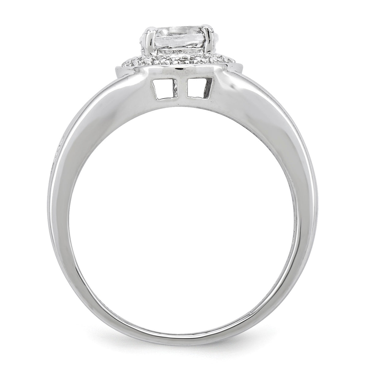 Alternate view of the Sterling Silver .01 Ctw Diamond & Round White Topaz Ring by The Black Bow Jewelry Co.