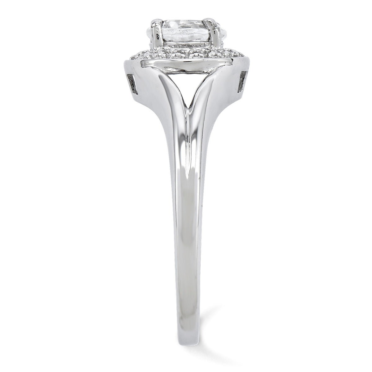 Alternate view of the Sterling Silver .01 Ctw Diamond & Round White Topaz Ring Size 5 by The Black Bow Jewelry Co.