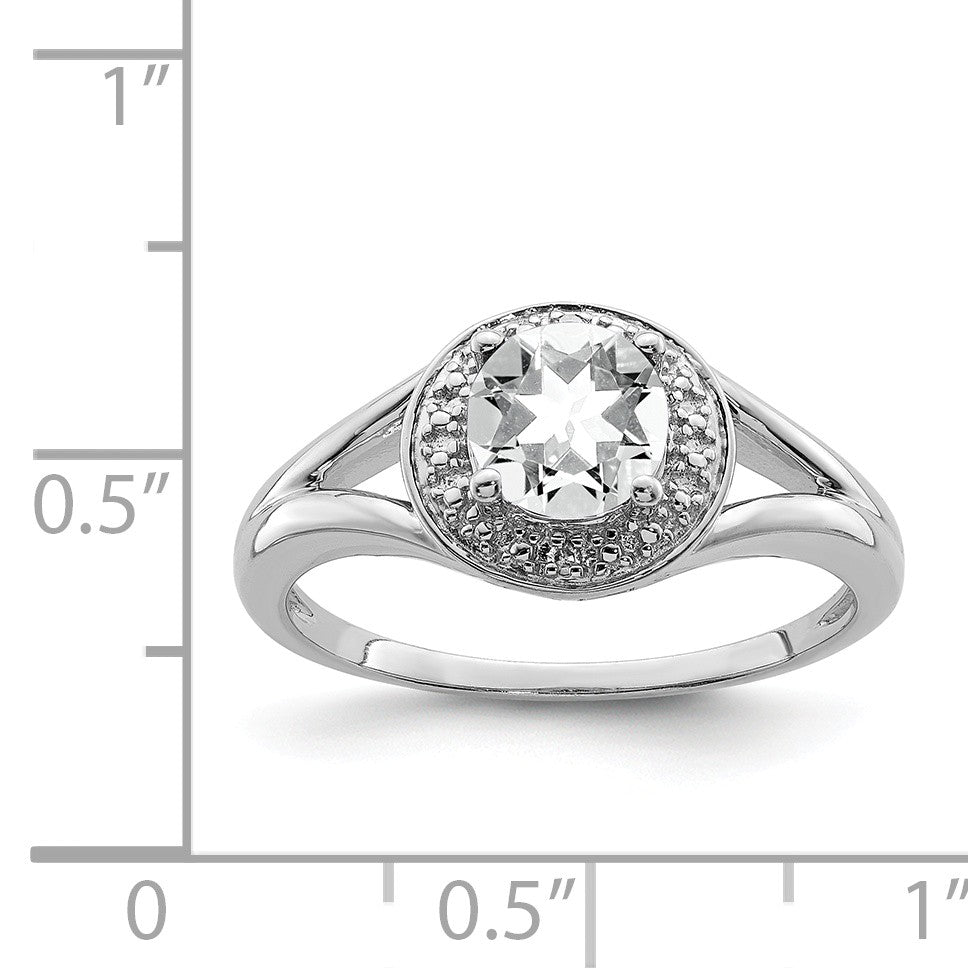 Alternate view of the Sterling Silver .01 Ctw Diamond & Round White Topaz Ring by The Black Bow Jewelry Co.