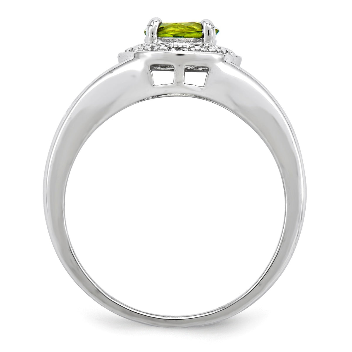 Alternate view of the Sterling Silver .01 Ctw Diamond & Round Peridot Ring by The Black Bow Jewelry Co.