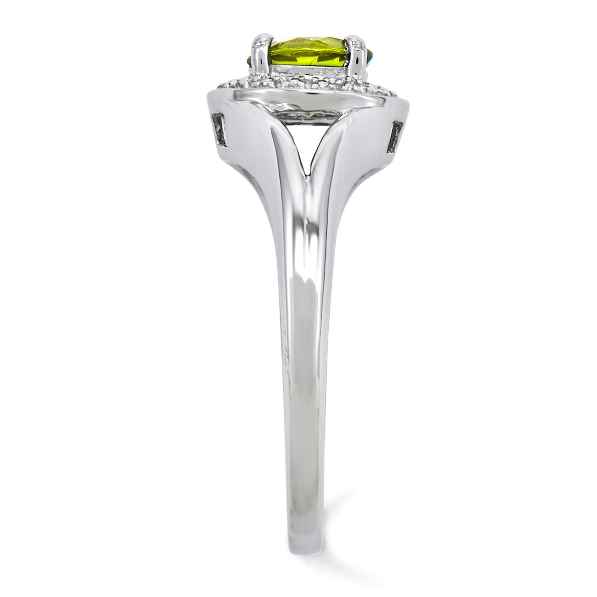 Alternate view of the Sterling Silver .01 Ctw Diamond & Round Peridot Ring by The Black Bow Jewelry Co.
