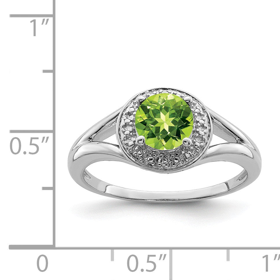 Alternate view of the Sterling Silver .01 Ctw Diamond & Round Peridot Ring by The Black Bow Jewelry Co.