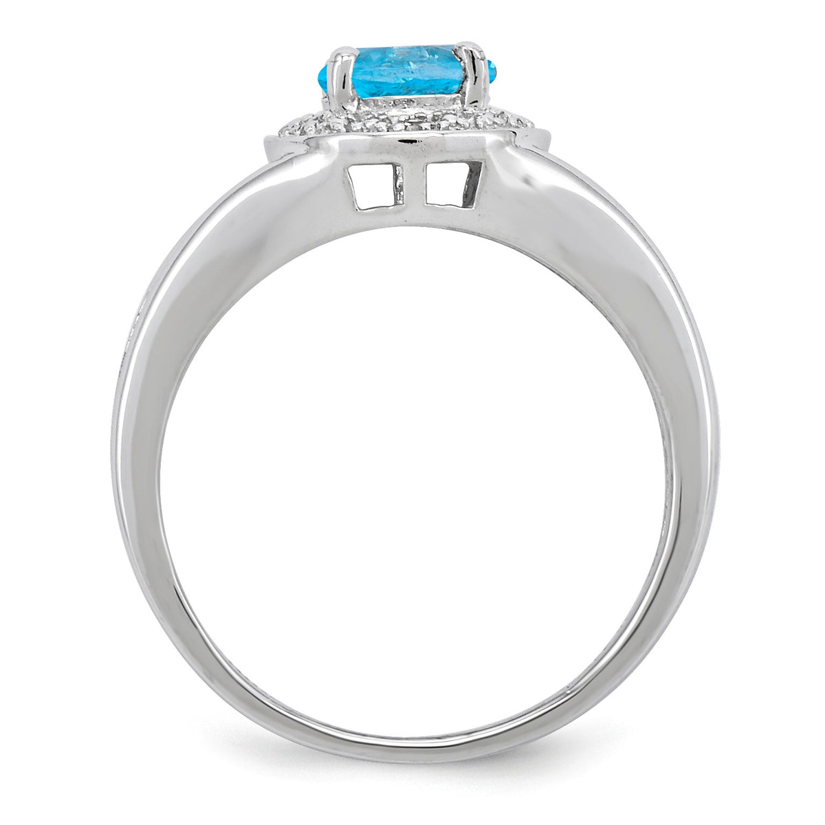 Alternate view of the Sterling Silver .01 Ctw Diamond & Round Blue Topaz Ring by The Black Bow Jewelry Co.