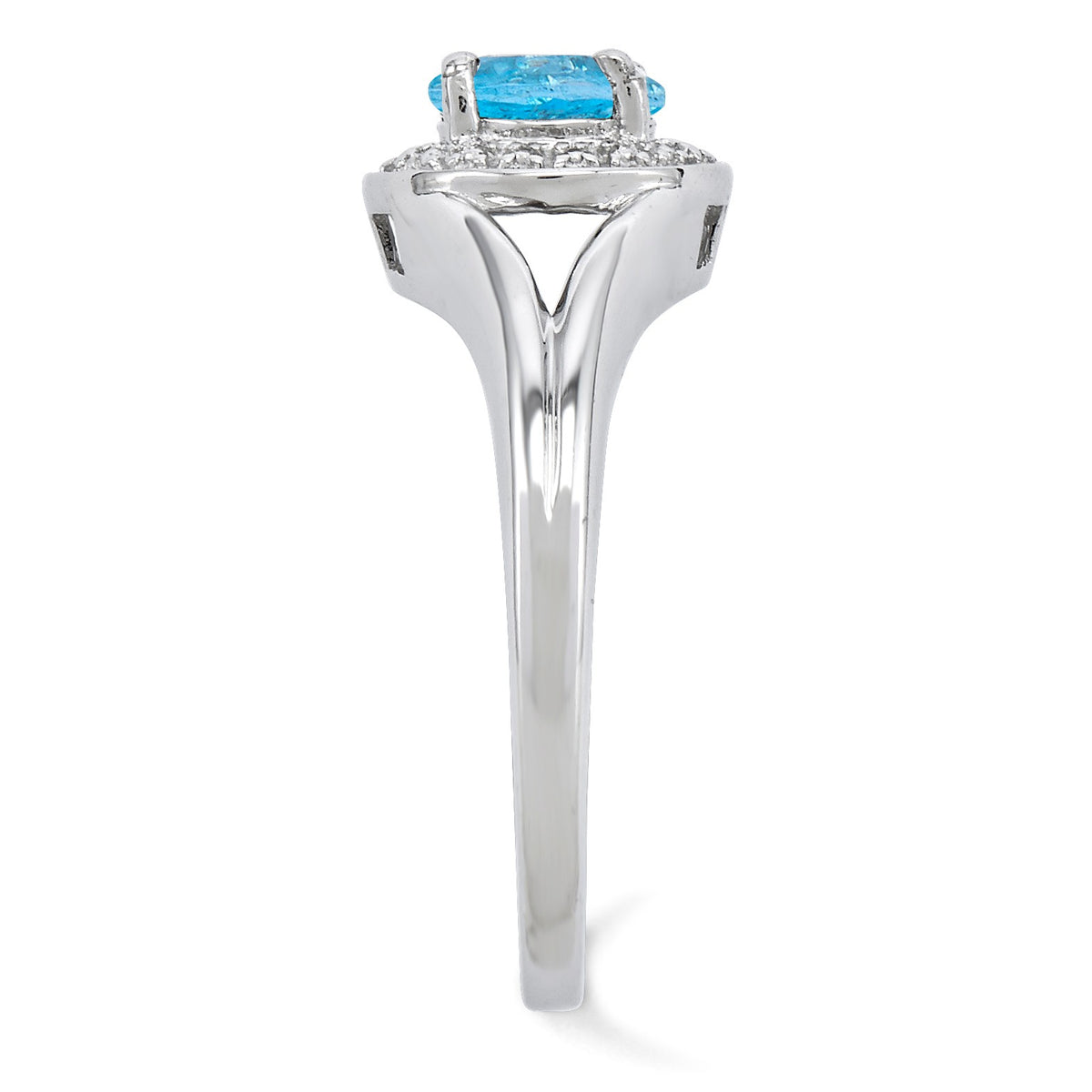 Alternate view of the Sterling Silver .01 Ctw Diamond & Round Blue Topaz Ring by The Black Bow Jewelry Co.